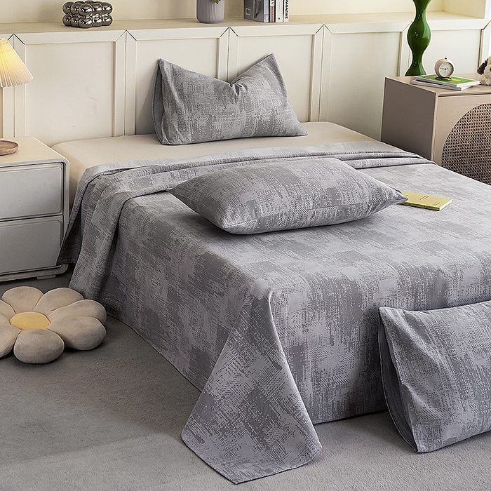 91家纺网 家纺一手货源 找家纺 云玲时尚 2026新款原棉细纱老粗布席子凉席单床单床单单件 素影-灰