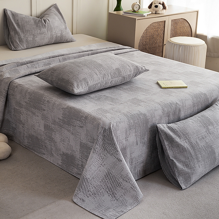 91家纺网 家纺一手货源 找家纺 云玲时尚 2026新款原棉细纱老粗布席子凉席单床单床单单件 素影-灰