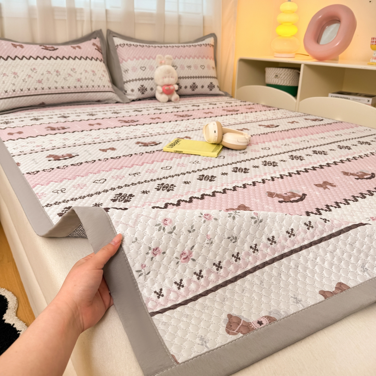 大元 2026新款冰豆豆数码印花席三明治底凉席席子 摇摇马