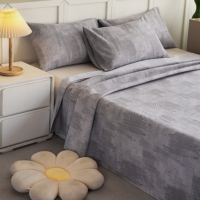 91家纺网 家纺一手货源 找家纺 云玲时尚 2026新款原棉细纱老粗布席子凉席单床单床单单件 素影-灰