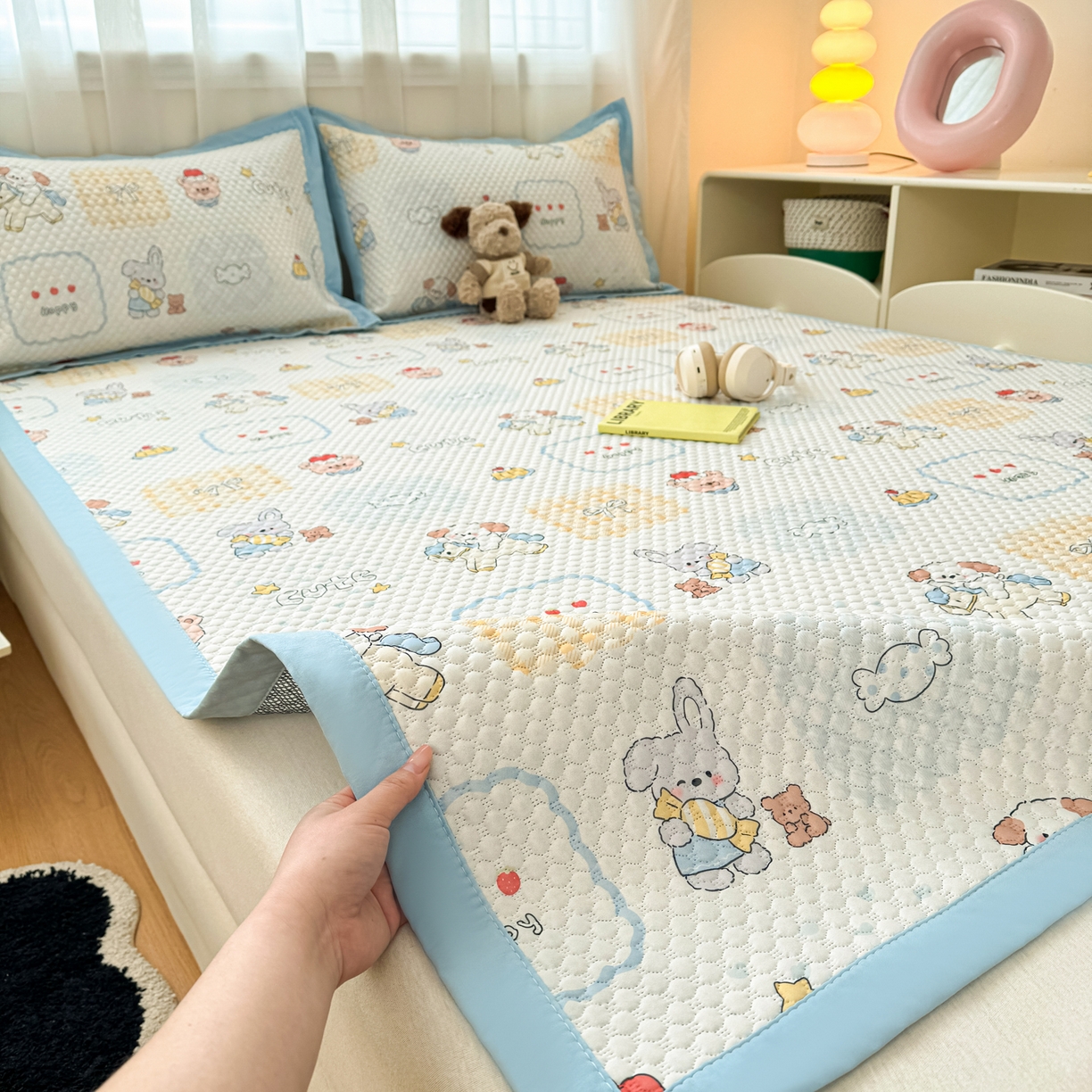 大元 2026新款冰豆豆数码印花席三明治底凉席席子 糖果小狗