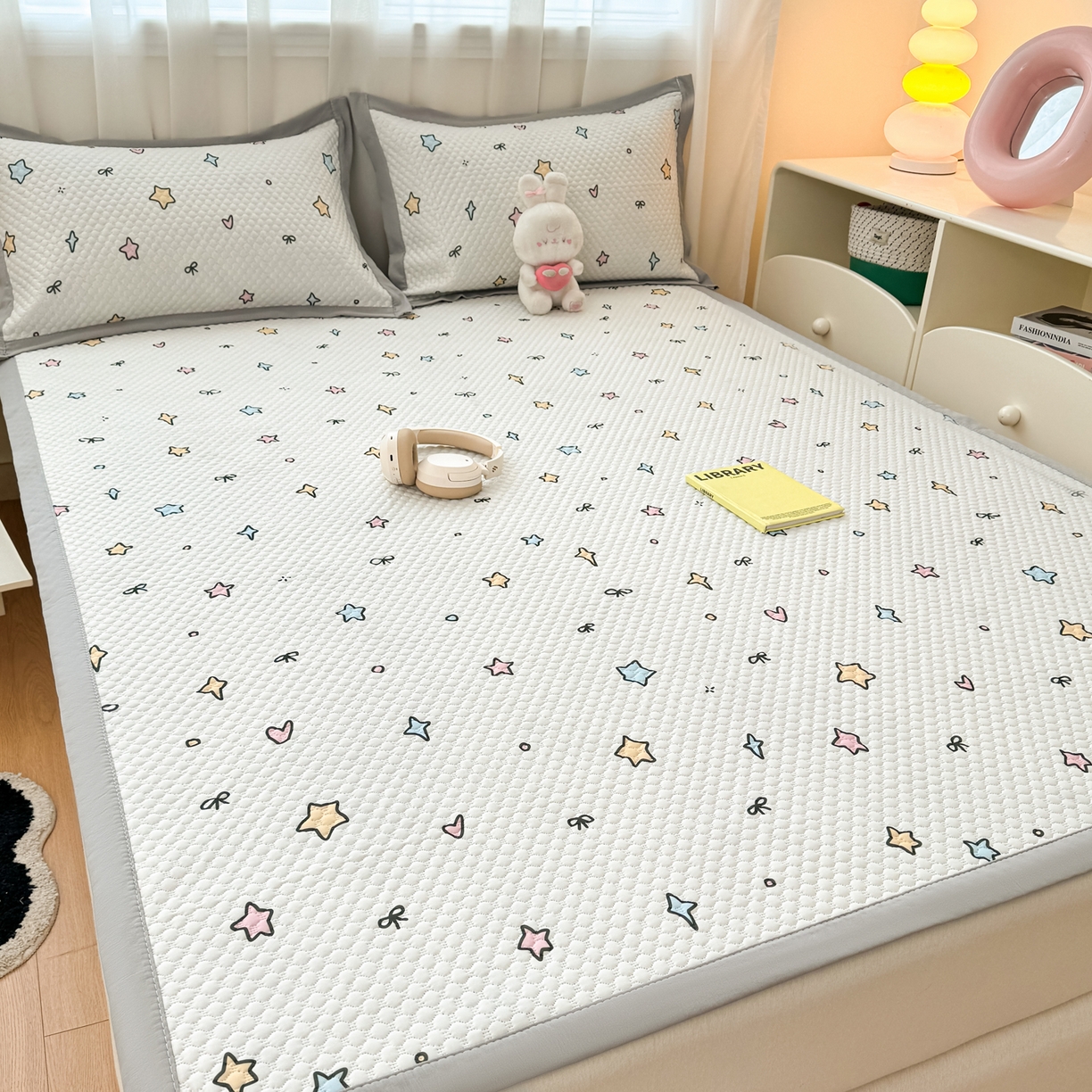 91家纺网 家纺一手货源 找家纺 大元 2026新款冰豆豆数码印花席三明治底凉席席子 星荣