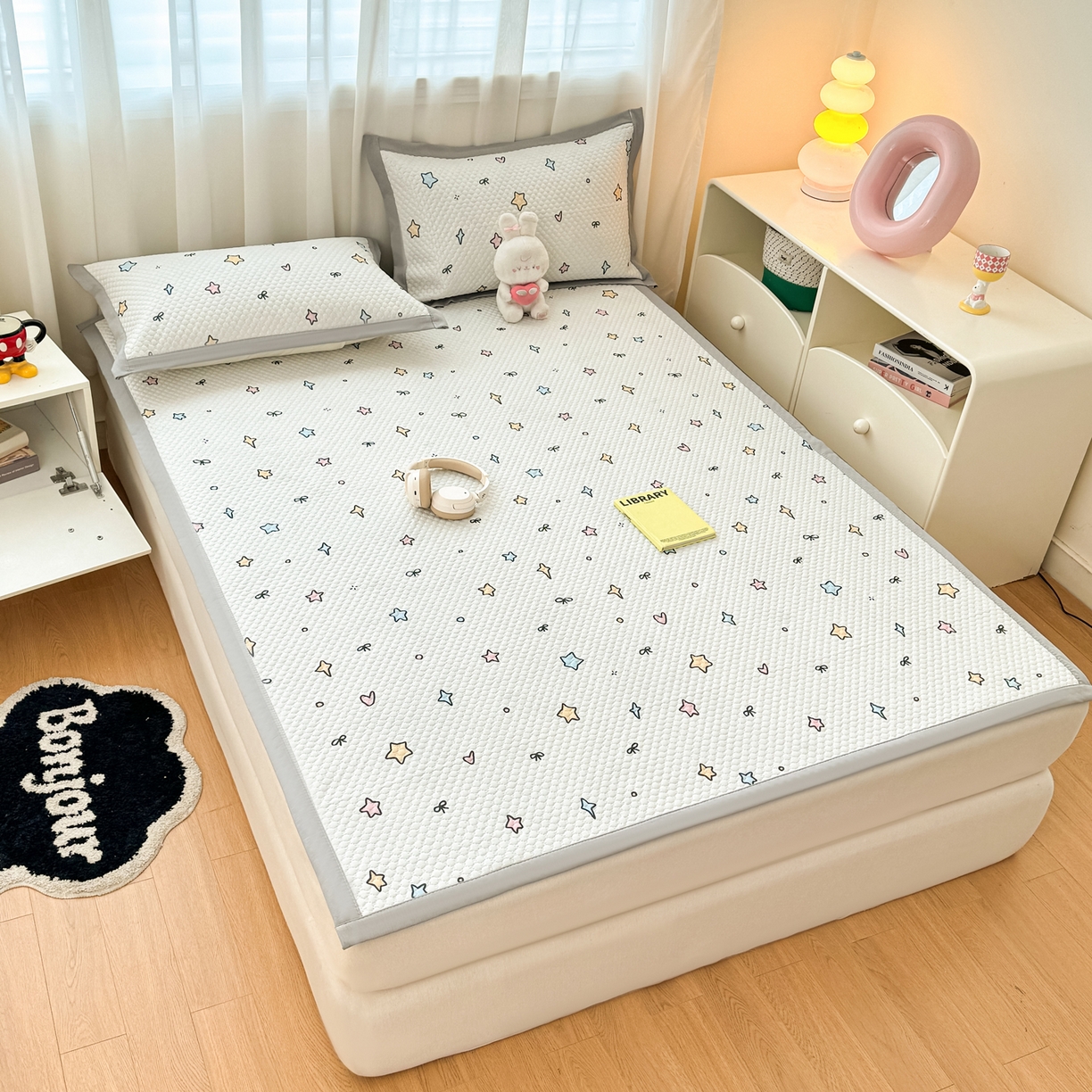 91家纺网 家纺一手货源 找家纺 大元 2026新款冰豆豆数码印花席三明治底凉席席子 星荣