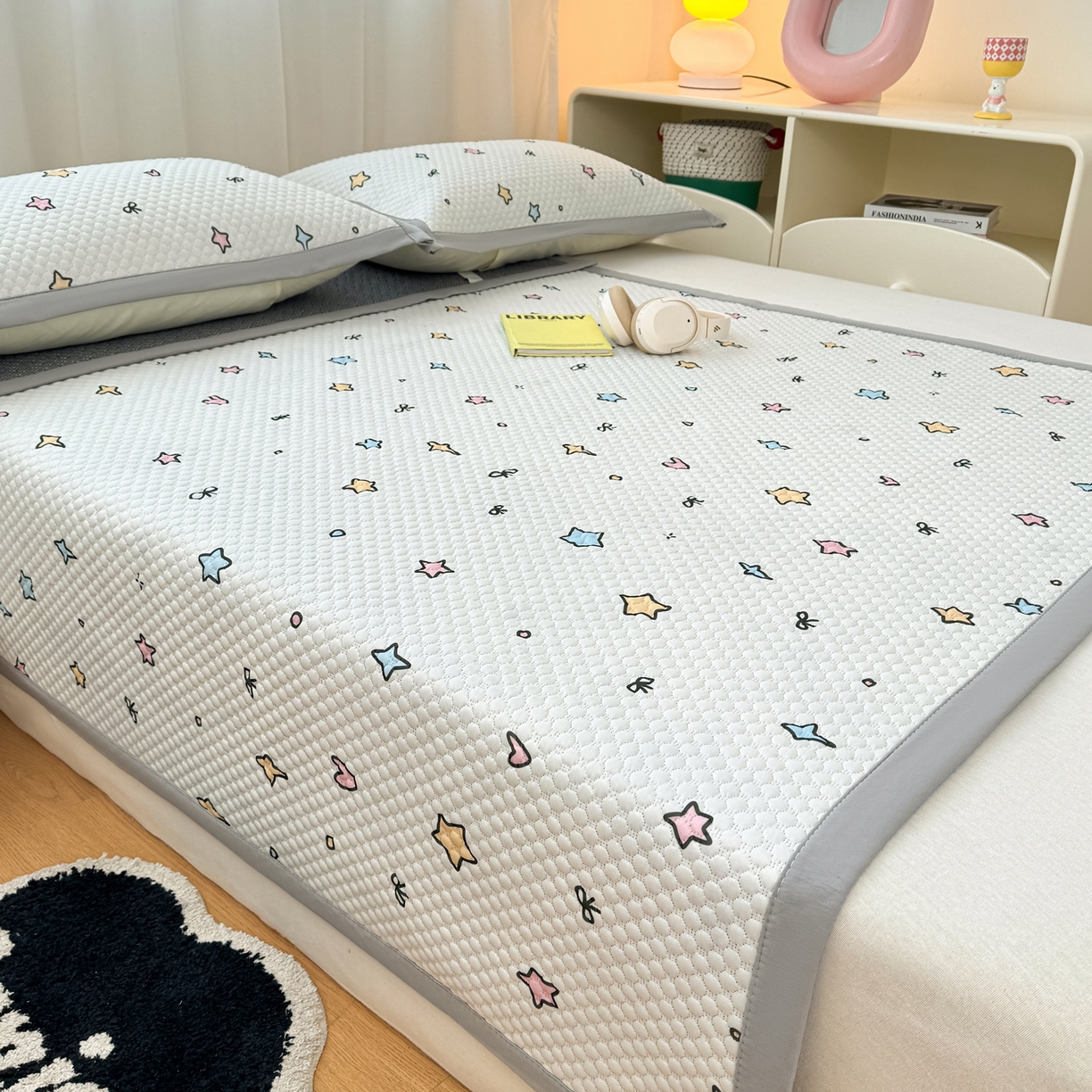 91家纺网 家纺一手货源 找家纺 大元 2026新款冰豆豆数码印花席三明治底凉席席子 星荣