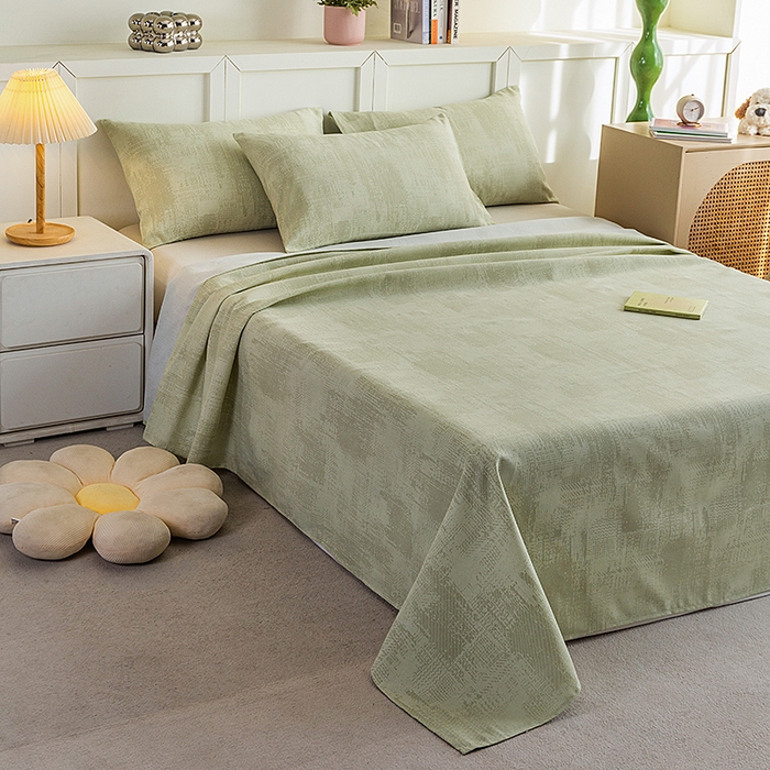91家纺网 家纺一手货源 找家纺 云玲时尚 2026新款原棉细纱老粗布席子凉席单床单床单单件 素影-绿