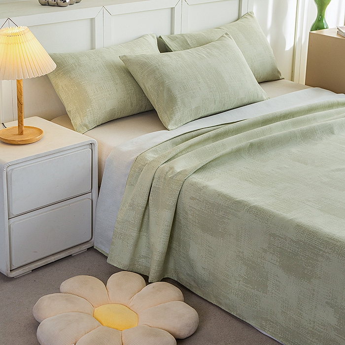 91家纺网 家纺一手货源 找家纺 云玲时尚 2026新款原棉细纱老粗布席子凉席单床单床单单件 素影-绿