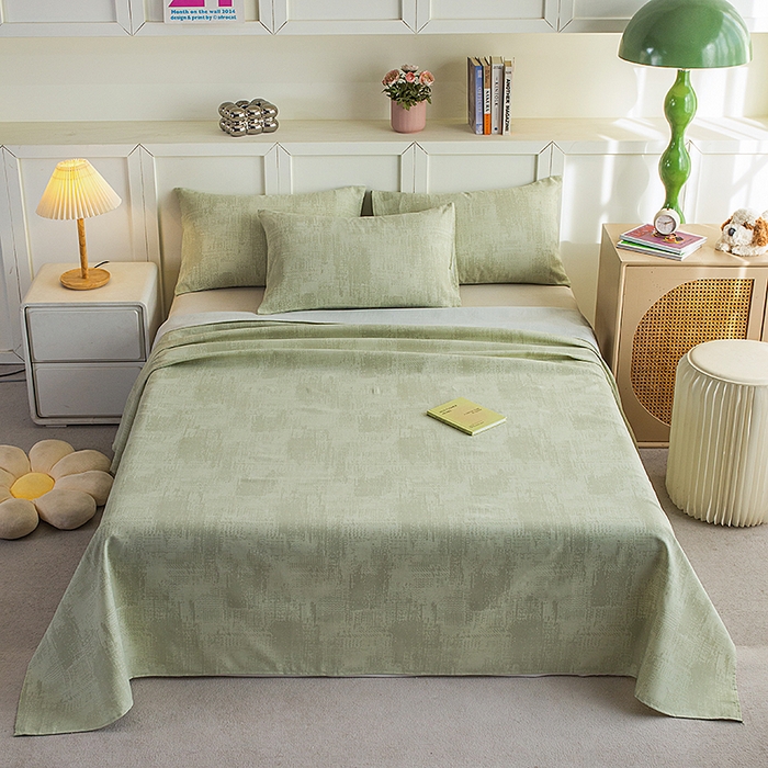 91家纺网 家纺一手货源 找家纺 云玲时尚 2026新款原棉细纱老粗布席子凉席单床单床单单件 素影-绿