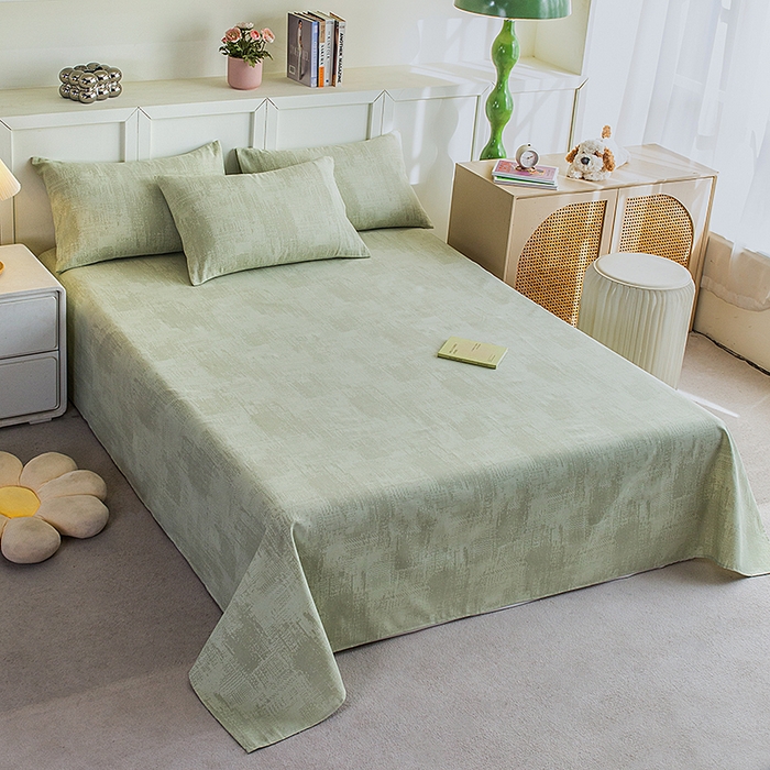 91家纺网 家纺一手货源 找家纺 云玲时尚 2026新款原棉细纱老粗布席子凉席单床单床单单件 素影-绿