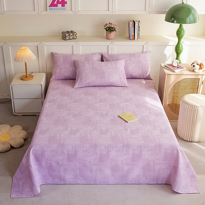 91家纺网 家纺一手货源 找家纺 云玲时尚 2026新款原棉细纱老粗布席子凉席单床单床单单件 素影-紫