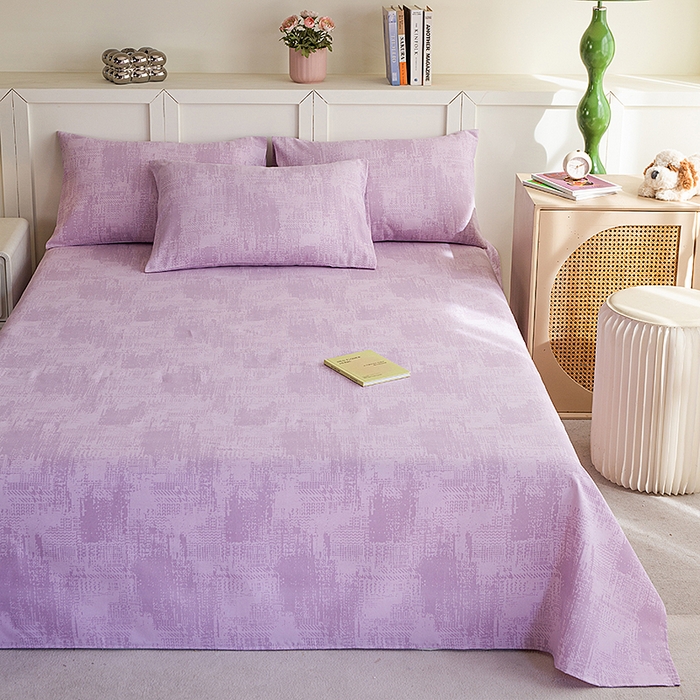 91家纺网 家纺一手货源 找家纺 云玲时尚 2026新款原棉细纱老粗布席子凉席单床单床单单件 素影-紫