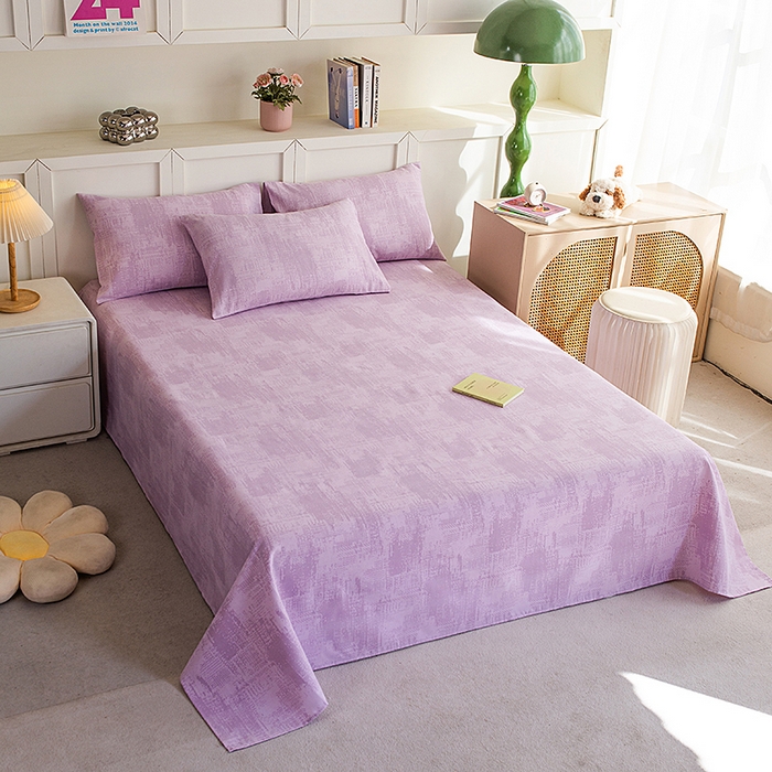 91家纺网 家纺一手货源 找家纺 云玲时尚 2026新款原棉细纱老粗布席子凉席单床单床单单件 素影-紫