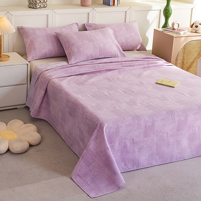 91家纺网 家纺一手货源 找家纺 云玲时尚 2026新款原棉细纱老粗布席子凉席单床单床单单件 素影-紫