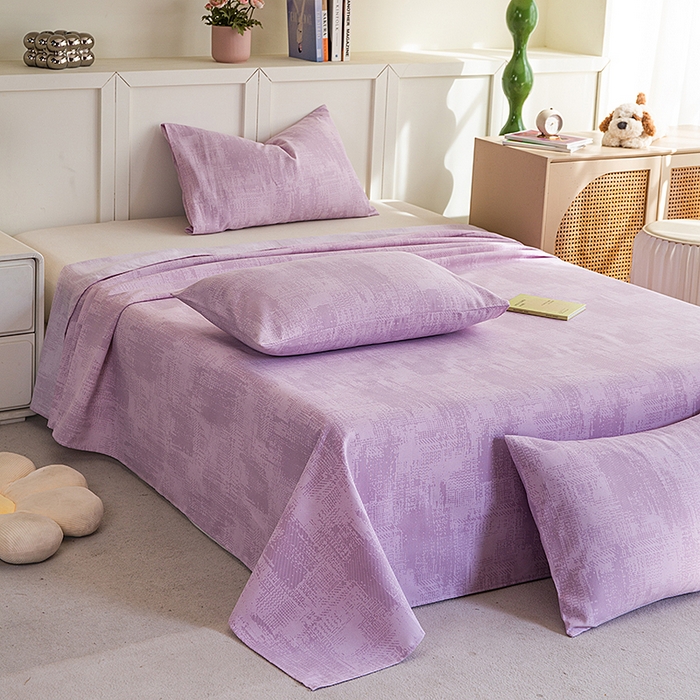 91家纺网 家纺一手货源 找家纺 云玲时尚 2026新款原棉细纱老粗布席子凉席单床单床单单件 素影-紫