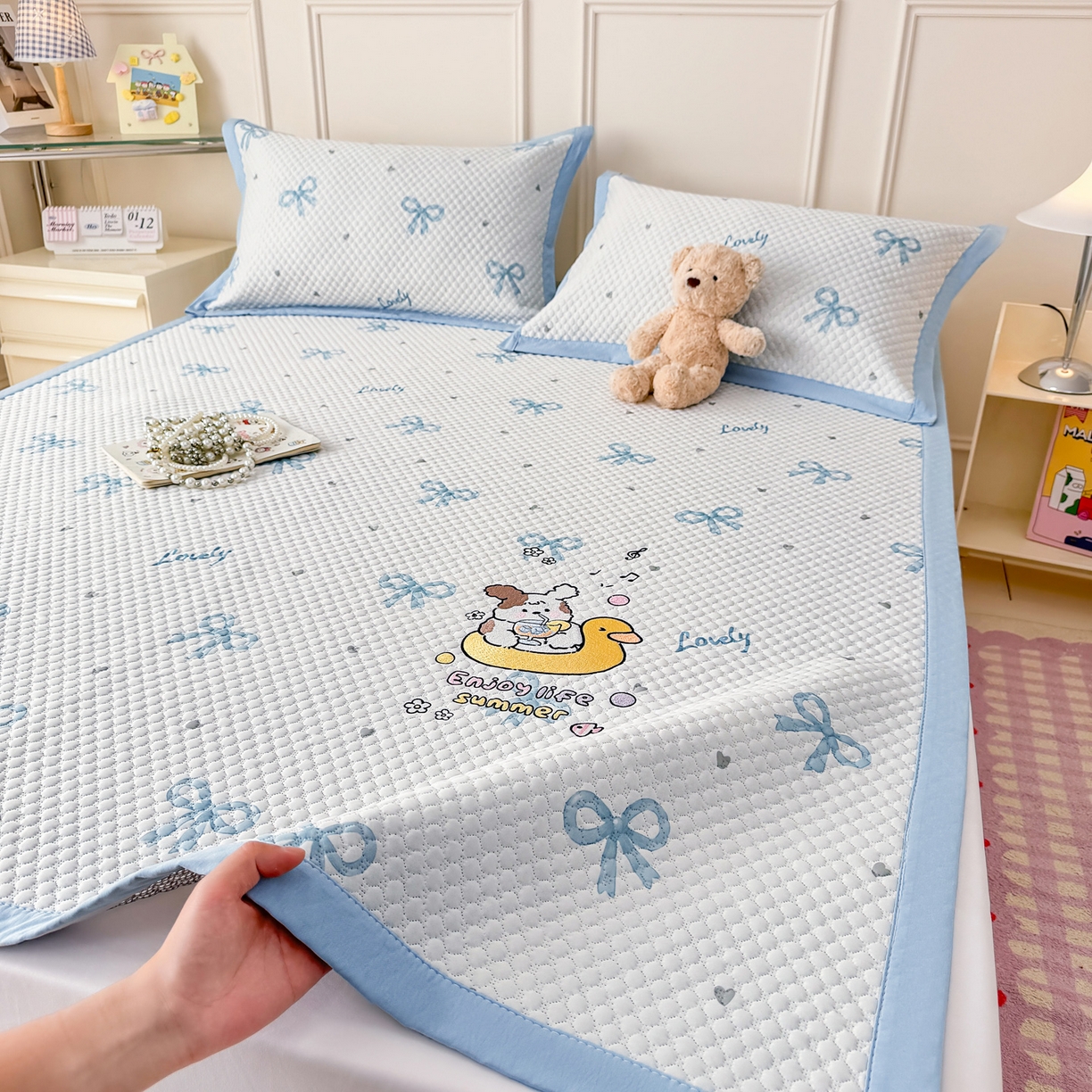 91家纺网 家纺一手货源 找家纺 （总）大元 2026新款凉感冰豆豆印加绣凉席