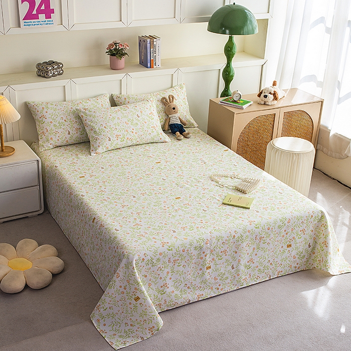 91家纺网 家纺一手货源 找家纺 云玲时尚 2026新款原棉细纱老粗布席子凉席单床单床单单件 田园小兔