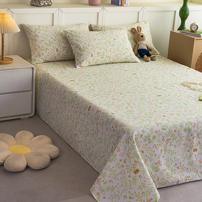 91家纺网 家纺一手货源 找家纺 云玲时尚 2026新款原棉细纱老粗布席子凉席单床单床单单件 田园小兔