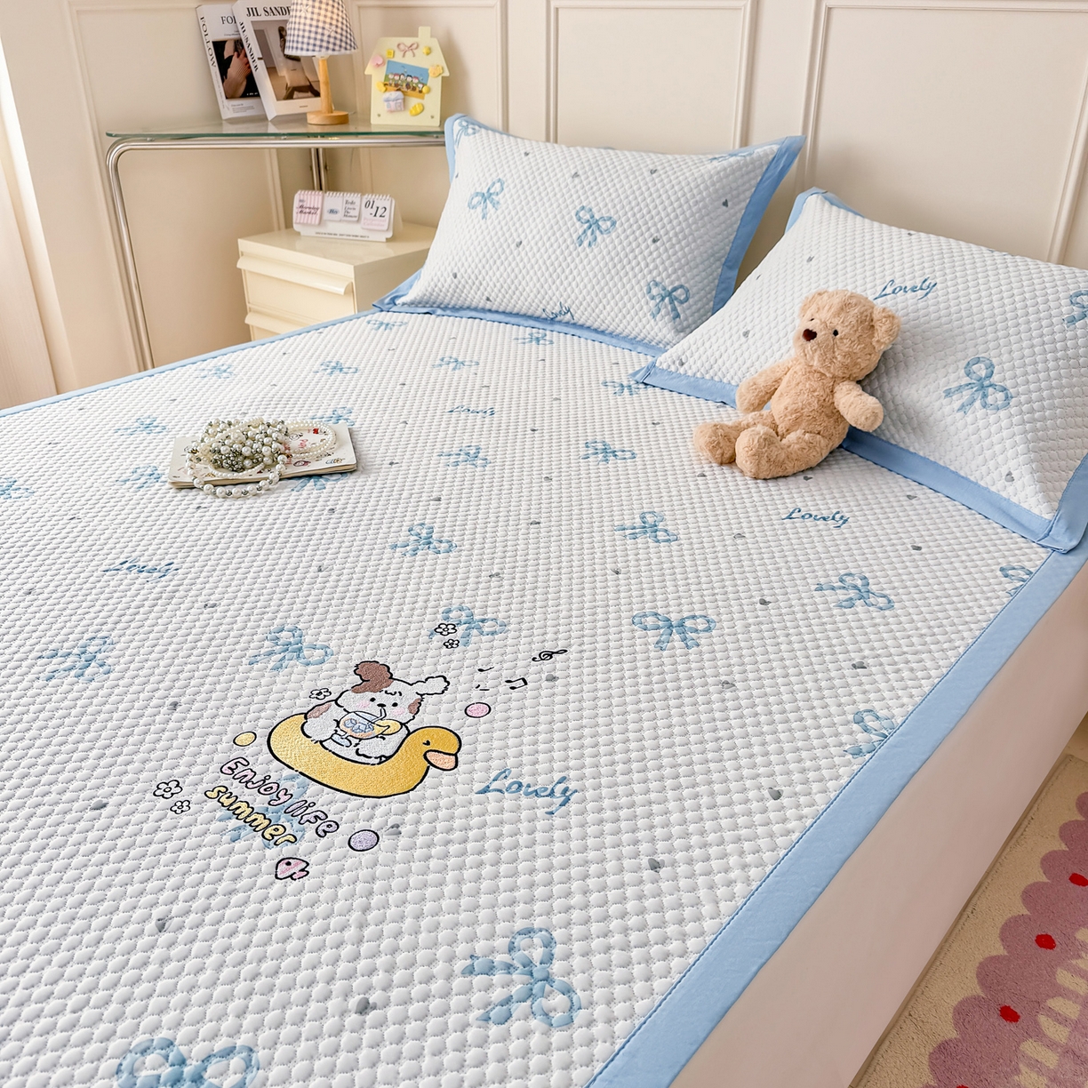 91家纺网 家纺一手货源 找家纺 （总）大元 2026新款凉感冰豆豆印加绣凉席