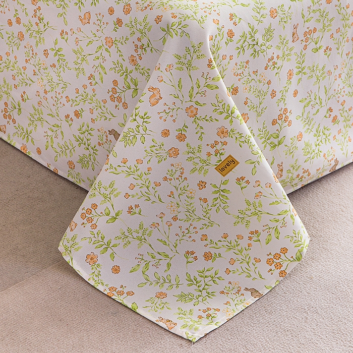 91家纺网 家纺一手货源 找家纺 云玲时尚 2026新款原棉细纱老粗布席子凉席单床单床单单件 田园小兔