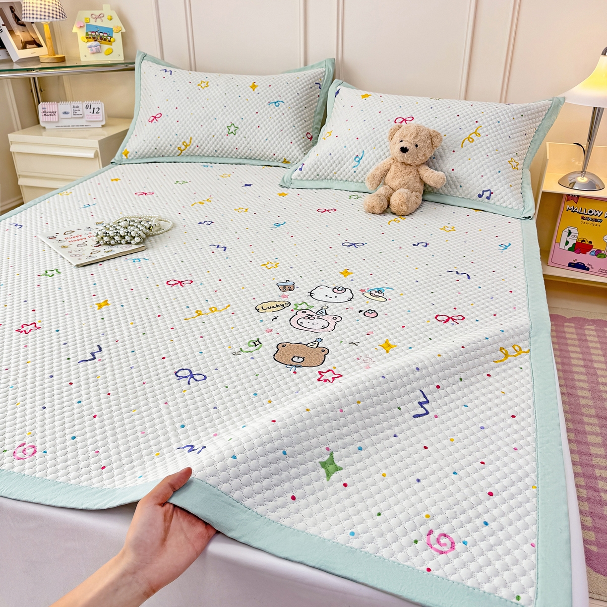 91家纺网 家纺一手货源 找家纺 （总）大元 2026新款凉感冰豆豆印加绣凉席