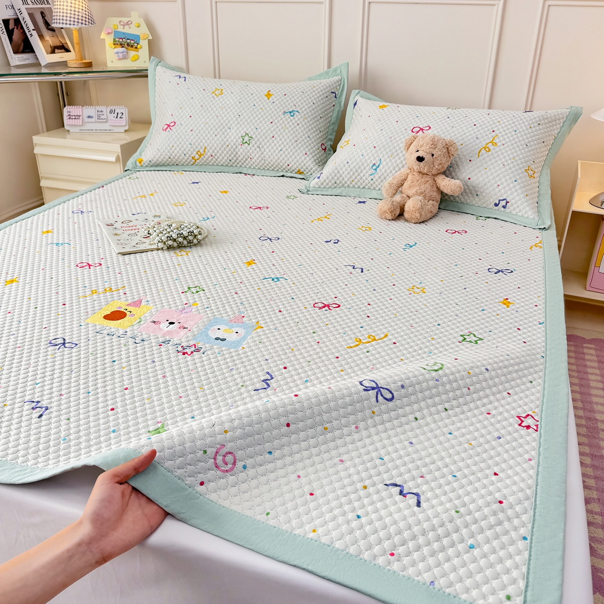 91家纺网 家纺一手货源 找家纺 （总）大元 2026新款凉感冰豆豆印加绣凉席