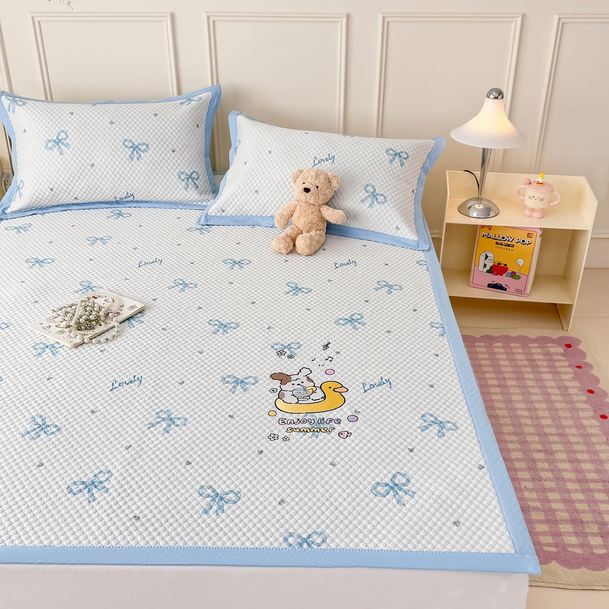 91家纺网 家纺一手货源 找家纺 （总）大元 2026新款凉感冰豆豆印加绣凉席