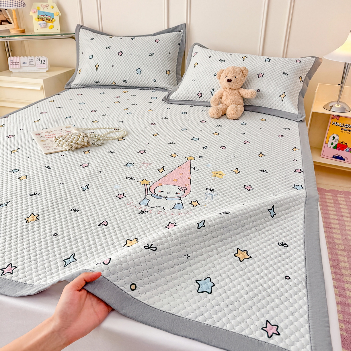 91家纺网 家纺一手货源 找家纺 （总）大元 2026新款凉感冰豆豆印加绣凉席