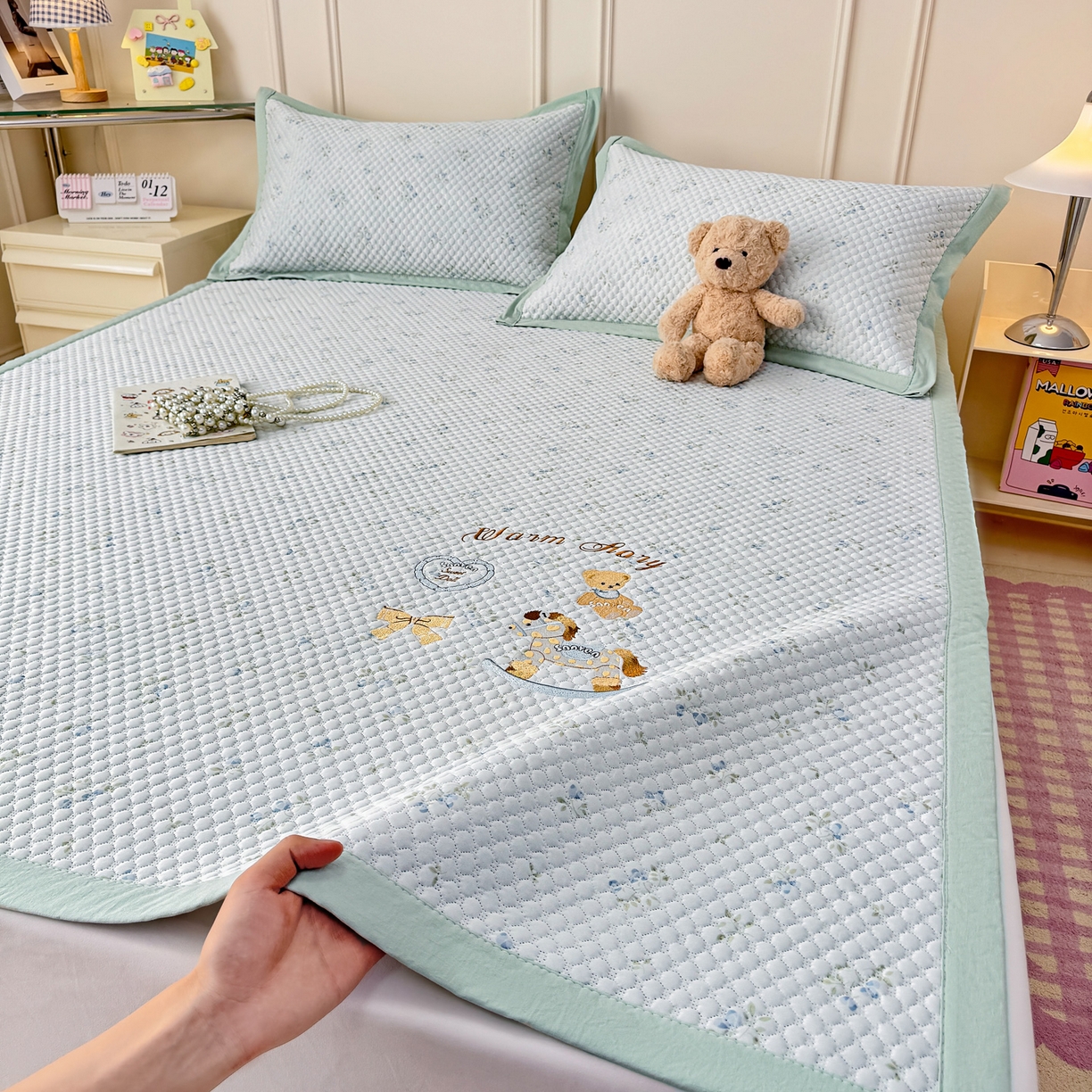 91家纺网 家纺一手货源 找家纺 （总）大元 2026新款凉感冰豆豆印加绣凉席