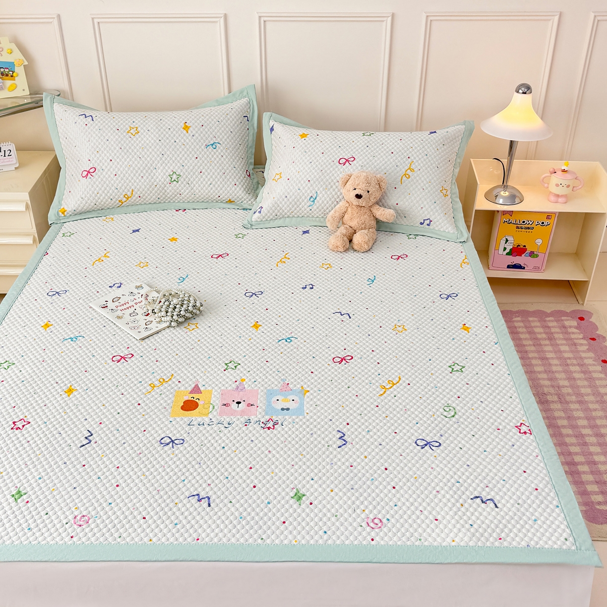 91家纺网 家纺一手货源 找家纺 大元 2026新款凉感冰豆豆印加绣凉席 彩色聚会