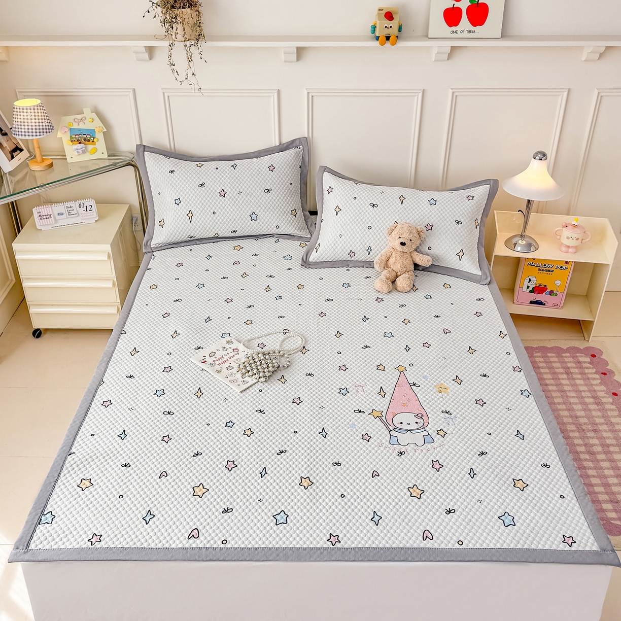 91家纺网 家纺一手货源 找家纺 大元 2026新款凉感冰豆豆印加绣凉席 星辰仙子