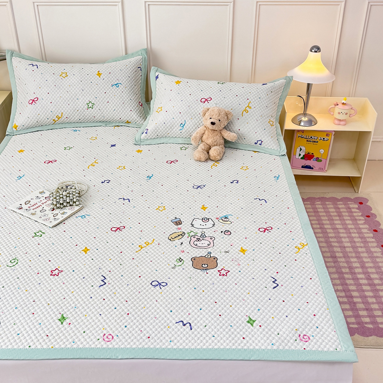 91家纺网 家纺一手货源 找家纺 大元 2026新款凉感冰豆豆印加绣凉席 动物聚会