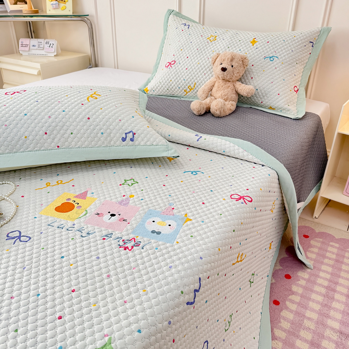 91家纺网 家纺一手货源 找家纺 大元 2026新款凉感冰豆豆印加绣凉席 彩色聚会