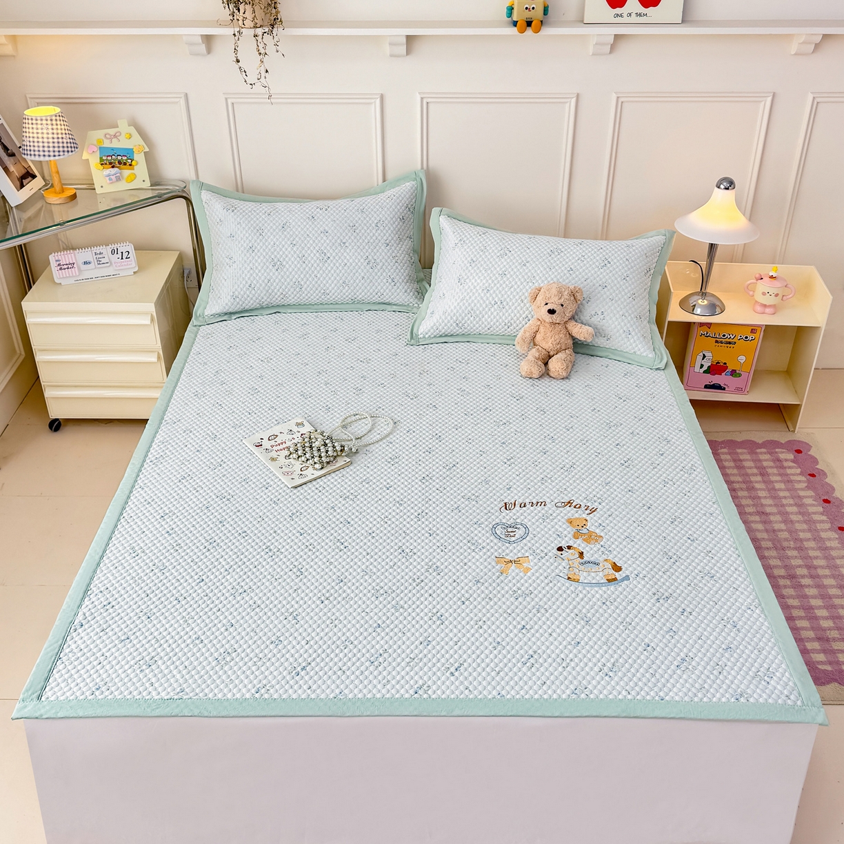 91家纺网 家纺一手货源 找家纺 大元 2026新款凉感冰豆豆印加绣凉席 回忆童话