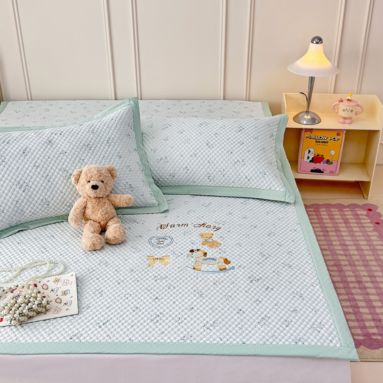 91家纺网 家纺一手货源 找家纺 大元 2026新款凉感冰豆豆印加绣凉席 回忆童话