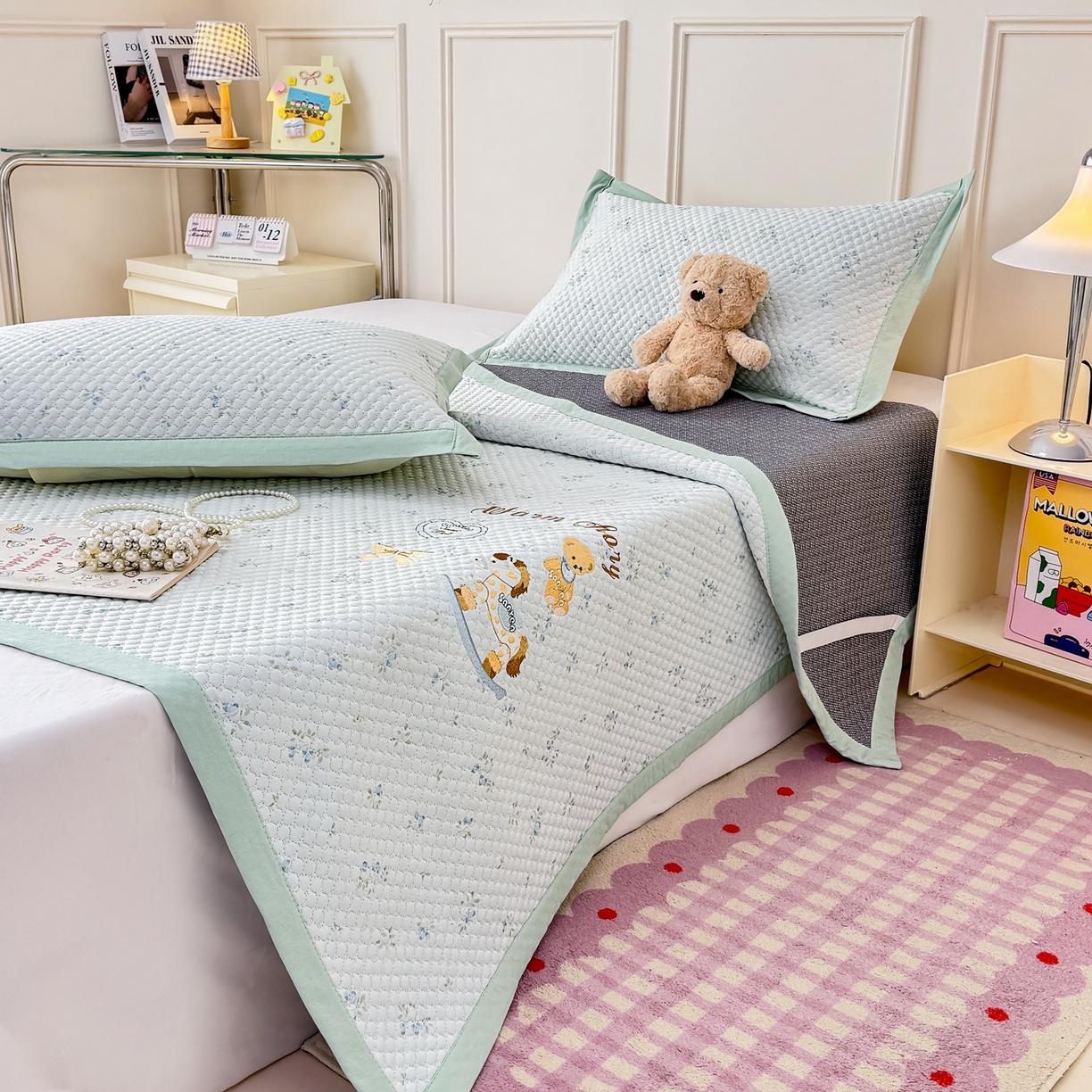 91家纺网 家纺一手货源 找家纺 大元 2026新款凉感冰豆豆印加绣凉席 回忆童话