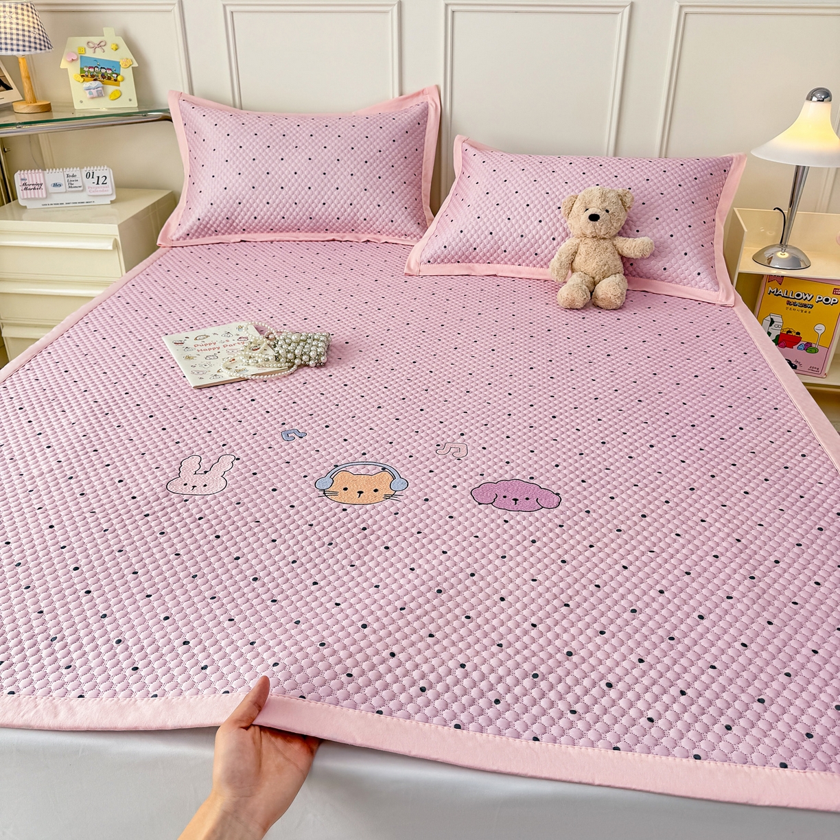 91家纺网 家纺一手货源 找家纺 大元 2026新款凉感冰豆豆印加绣凉席 动感聚会