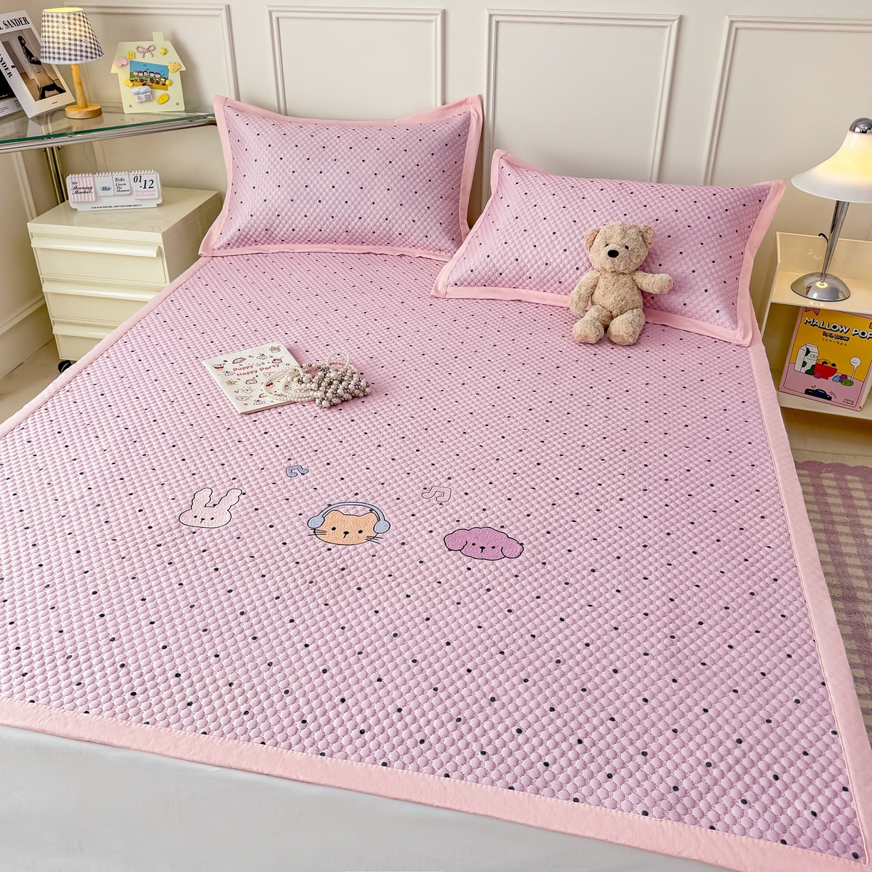 91家纺网 家纺一手货源 找家纺 大元 2026新款凉感冰豆豆印加绣凉席 动感聚会