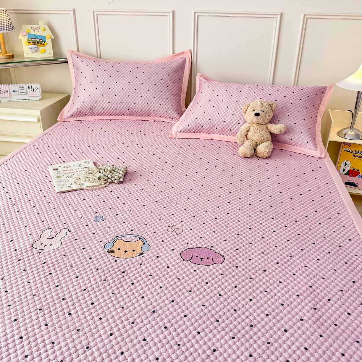 91家纺网 家纺一手货源 找家纺 大元 2026新款凉感冰豆豆印加绣凉席 动感聚会