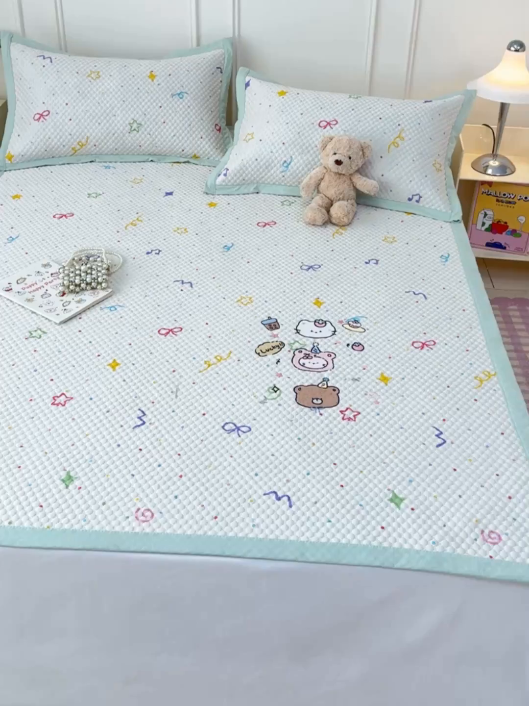 91家纺网 家纺一手货源 找家纺 大元 2026新款凉感冰豆豆印加绣凉席 动物聚会