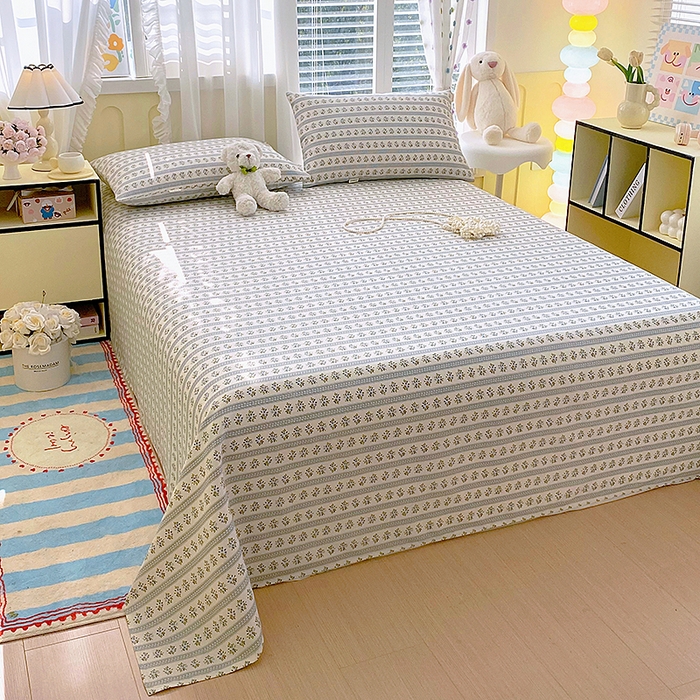 91家纺网 家纺一手货源 找家纺 云玲时尚 2026新款原棉细纱老粗布席子凉席单床单床单单件 小兰花