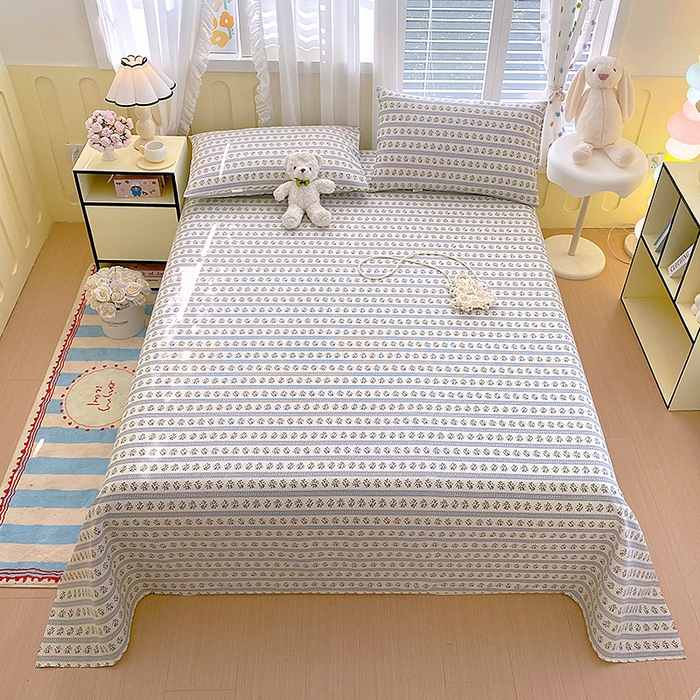 91家纺网 家纺一手货源 找家纺 云玲时尚 2026新款原棉细纱老粗布席子凉席单床单床单单件 小兰花