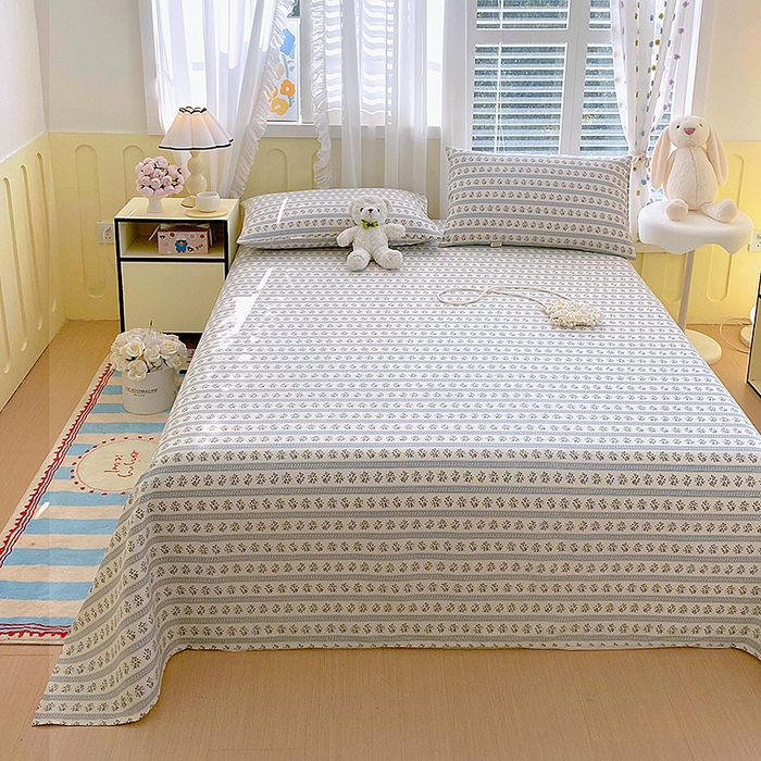 91家纺网 家纺一手货源 找家纺 云玲时尚 2026新款原棉细纱老粗布席子凉席单床单床单单件 小兰花