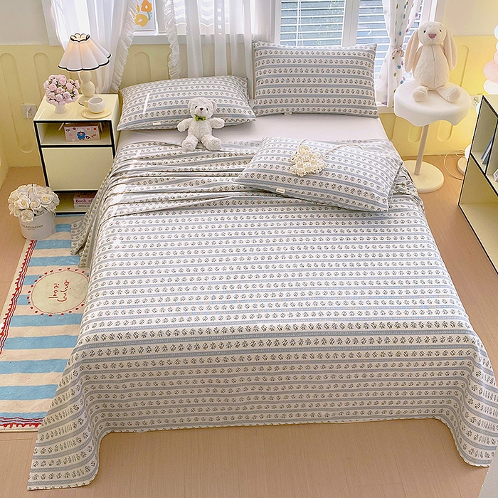 91家纺网 家纺一手货源 找家纺 云玲时尚 2026新款原棉细纱老粗布席子凉席单床单床单单件 小兰花