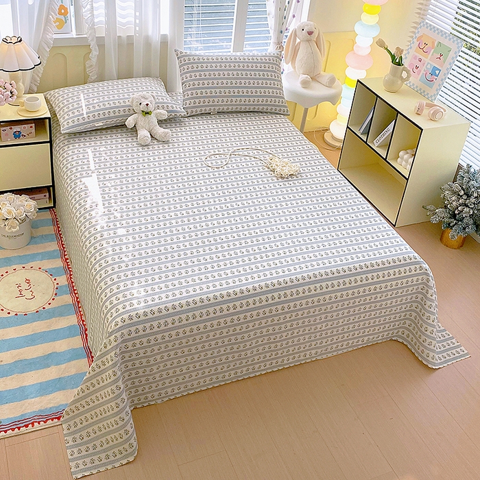 91家纺网 家纺一手货源 找家纺 云玲时尚 2026新款原棉细纱老粗布席子凉席单床单床单单件 小兰花