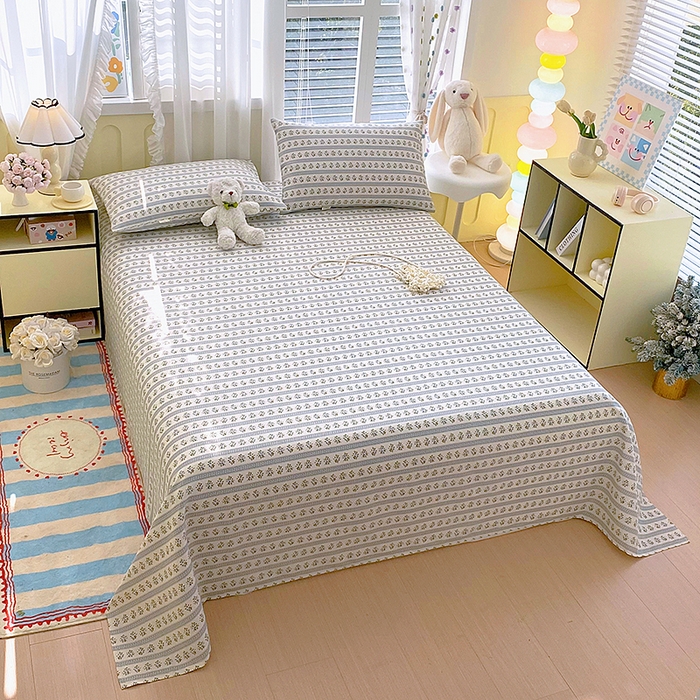 91家纺网 家纺一手货源 找家纺 云玲时尚 2026新款原棉细纱老粗布席子凉席单床单床单单件 小兰花