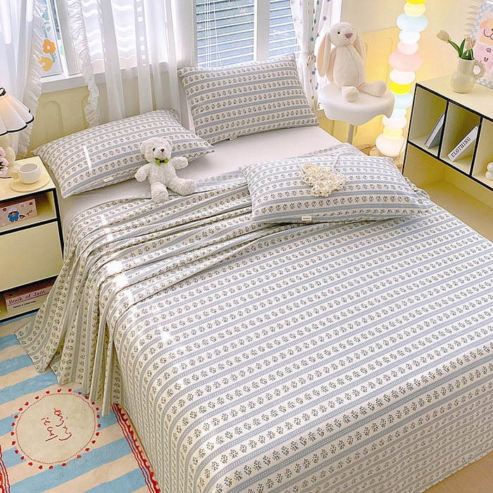 91家纺网 家纺一手货源 找家纺 云玲时尚 2026新款原棉细纱老粗布席子凉席单床单床单单件 小兰花