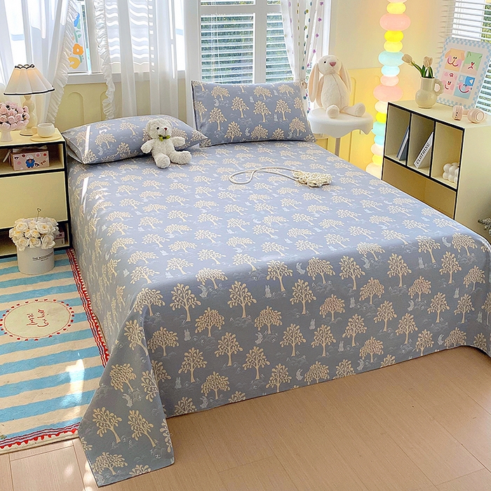 91家纺网 家纺一手货源 找家纺 云玲时尚 2026新款原棉细纱老粗布席子凉席单床单床单单件 幸运树