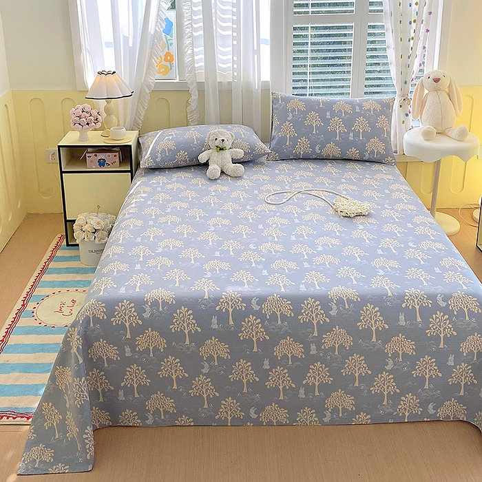 91家纺网 家纺一手货源 找家纺 云玲时尚 2026新款原棉细纱老粗布席子凉席单床单床单单件 幸运树