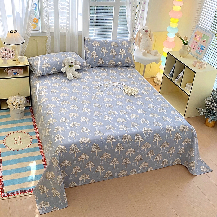 91家纺网 家纺一手货源 找家纺 云玲时尚 2026新款原棉细纱老粗布席子凉席单床单床单单件 幸运树