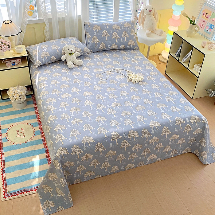 91家纺网 家纺一手货源 找家纺 云玲时尚 2026新款原棉细纱老粗布席子凉席单床单床单单件 幸运树