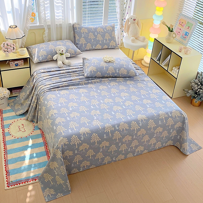 91家纺网 家纺一手货源 找家纺 云玲时尚 2026新款原棉细纱老粗布席子凉席单床单床单单件 幸运树